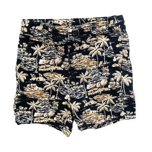 Janie and Jack Kids Palm Tree Hawaiian Print Shorts Black Tan Size 4T Beach